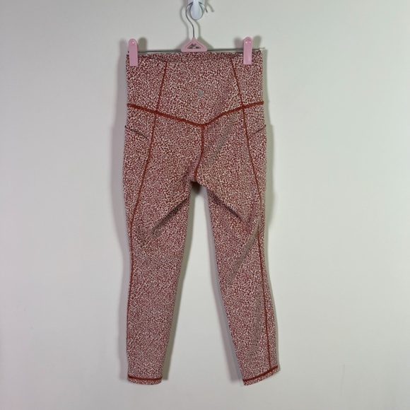 Athleta Salutation Stash II Textured Tight Rust Micro Cheetah Print Leggings - Picture 5 of 9